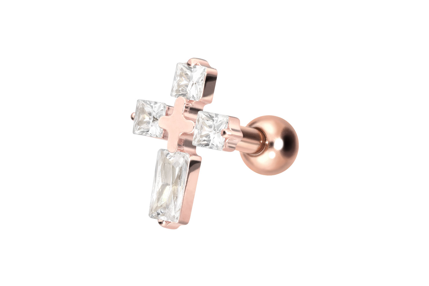 Titan Ohrpiercing mit Innengewinde KRISTALLKREUZ